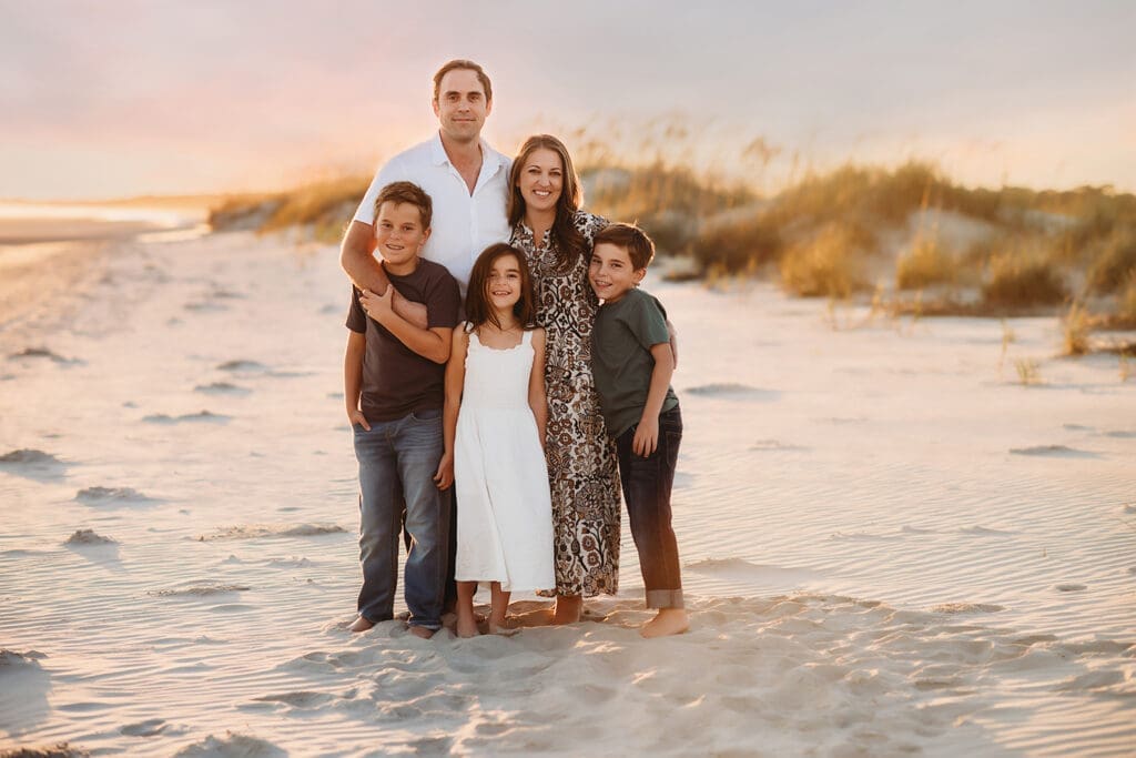 Family poses together for Portraits during Family Photoshoot on Kiawah Island with Holy City Family Photography. 